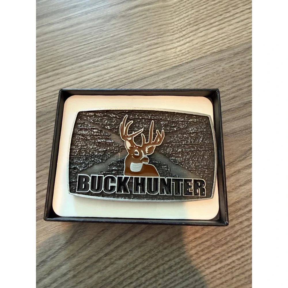 SpecCast Buck Hunter Western Belt Buckle Deer Antlers Made in USA  Silver